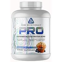 Core Nutritionals Pro Sustained Release Protein Blend, Digestive Enzyme Blend, 25G Protein, 2G Carb, 69 Servings (Blueberry Muffin)