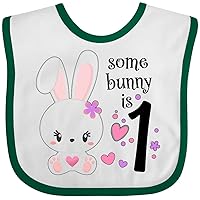 inktastic Somebunny Is One- First Birthday Bunny Baby Bib