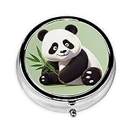 Lovely Panda Pill Box Metal Round Small Pill Case Cute 3 Compartment Pill Organizer Portable Travel Pillbox Mini Pill Container Holder for Daily Medicine Supplement Vitamin