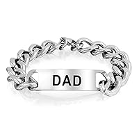 Bling Jewelry Personalize Daddy Engraved Name Plated Bicycle Bike Chain Mechanic Link DAD ID Bracelet For Men Father Silver Tone Stainless Steel