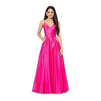 Blondie Nites Womens Pink Embellished Zippered Lace Up Back Pocketed Padded Spaghetti Strap Sweetheart Neckline Full-Length Formal Gown Dress Juniors 7