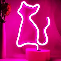 Cat Neon Sign Cat Neon Light for Bedroom, LED Neon Cat Sign Neon Cat Lights Cat LED Sign Pink Neon Sign, USB/Battery Operated Cat Shape Neon Lamp, Cat Decor Cat Room Decor Cat Gifts for Girls