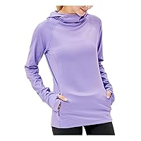 HDTIYUYP Womens Long-Sleeve Running Tops - Ladies Thermal Sports Hoodie with Zip Pocket Fitness Shirts UV Hiking T-shirt Outdoor Sports Top with Thumb Hole
