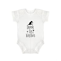 Halloween Drink Up Witch Newborn Outfit Spooky Ghost Infant Bodysuit Pregnancy Announcement White-Style-5 3months
