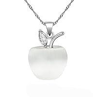 Uloveido Charm Apple Pendant Collarbone Necklace Teacher Appreciation Gifts for Women Created White Jade Necklace YL007-White