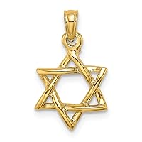 14k Gold Religious Judaica Star of David High Polish Jewish Measures 18.4mm long Jewelry for Women