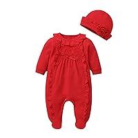 Cute Pants for Teens Girls Romper Baby Boy Girl Clothes Newborn Jumpsuit Solid Long Sleeve Fall (Red, 0-3 Months)