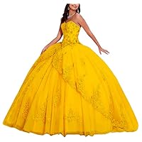 Women's Sweetheart Neck Beaded Quinceanera Dress Lace Applique Ball Gowns