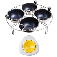 Egg Piercer to Cook Hard Boiled Eggs - Sturdy Base and Sharp Pin to Pierce Raw Eggs,Egg Poacher Insert Stainless Steel Poached Egg Cooker Eggs Poaching Cup PFOA Free Egg Poachers Nonstick