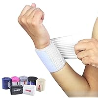 Wrist Wraps Support Brace for Men & Women, 2 Pack Bandages for Work Out & Fitness, Injury Prevention, Pain Relief and Recovery. Effective for Carpal Tunnel & Sprains (White)