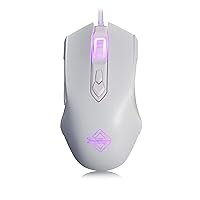 Ajazz AJ52 Watcher RGB Gaming Mouse, Programmable 7 Buttons, Ergonomic LED Backlit USB Gamer Mice Computer Laptop PC, for Windows Mac OS Linux, White (Renewed)