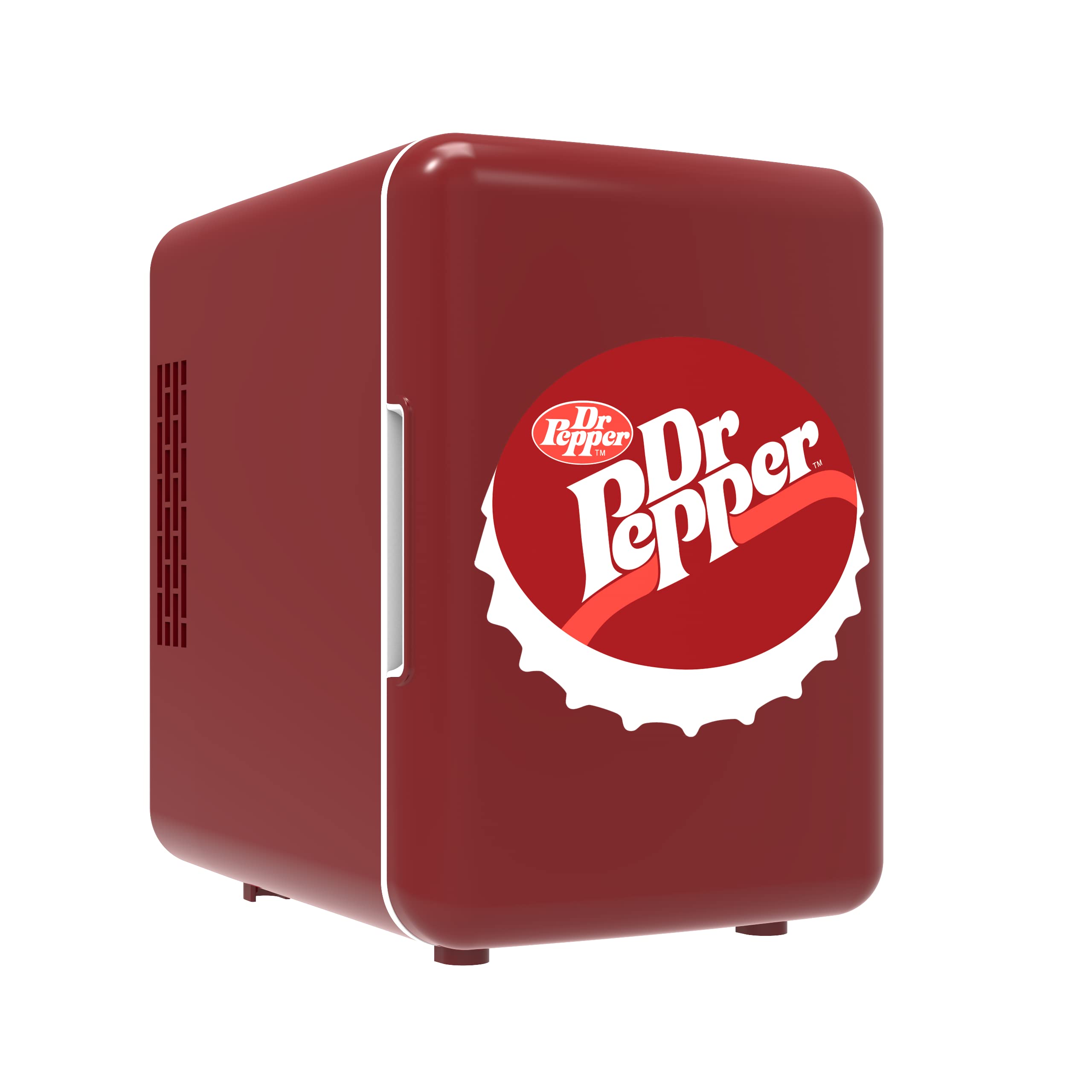 CURTIS MIS153DRP Dr. Pepper Retro Mini Portable Compact Personal Fridge Cooler, 4 Liter Capacity, 6 Cans, Makeup, Skincare, Freon-Free & Eco Friendly, Maroon