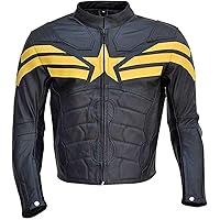 America's Men's Fashion Motorbike Soldier Captain Real Leather Motorcycle Blue Jacket- Winter Jacket
