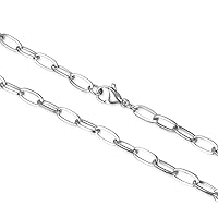 Adabele 304 Grade Surgical Stainless Steel 4mm 5mm 6mm Diamond Cut Drawn Cable Chain Necklace 18 Inch Tarnish Resistant Hypoallergenic Women Men Jewelry
