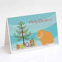 Caroline's Treasures BB9335GCA7P Holland Lop Rabbit Christmas Greeting Cards and Envelopes Pack of 8, Teal Blank Cards with Envelopes Whimsical A7 Size 5x7 Blank Note Cards