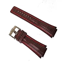 26mm*18mm(lug width) Brown Leather Red line Watch Band Strap stainless steel buckle Fits For AP Audemars Piguet Oak Offshore [AP26170/AP26158]