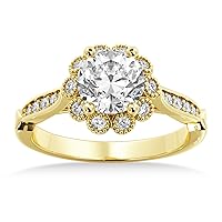 Lab Grown Tulip Diamond Halo Engagement Ring Setting 18k Yellow Gold (0.23ct)