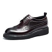 Brogue Derby Comfort Shoes Dress Cap Toe Lace-up Classic Genuine Leather Oxfords for Men Formal