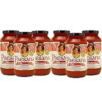 Paesana Traditional Marinara Pasta Sauce — Gluten Free, Vegan Friendly and made with 100% Imported Italian Tomatoes - Packed in the USA, 25 oz (6 Pack)