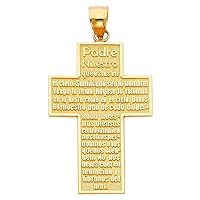 14K Padre Nuestro Religious Cross Pendant