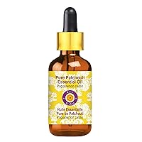 Deve Herbes Pure Patchouli Essential Oil (Pogostemon cablin) with Glass Dropper Steam Distilled 30ml (1 oz)