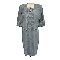 Maya Brooke Women's Knee Sheath Dress and 3/4 Length Bell-Sleeve Jacket 2-Piece Set, Coral/Black