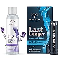 Promescent Lavender Massage Oil for Massage Therapy + Desensitizing Delay Spray for Men, Clinically Proven Results, Numbing Spray, Last Longer in Bed,Male Climax Control Lidocaine Spray