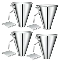 4 Pcs Poultry Restraining Cone Flat Back Design Funnel Cone Restraining Kill Processing Cones Funnel Galvanized Steel Poultry Restraining for Chicken Foul Bird Farm Slaughter(Large)
