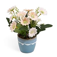 Boston International Faux Potted Flowers Flowering Daisy Plant in Ceramic Pot, 6-Inches, Pink Daisies