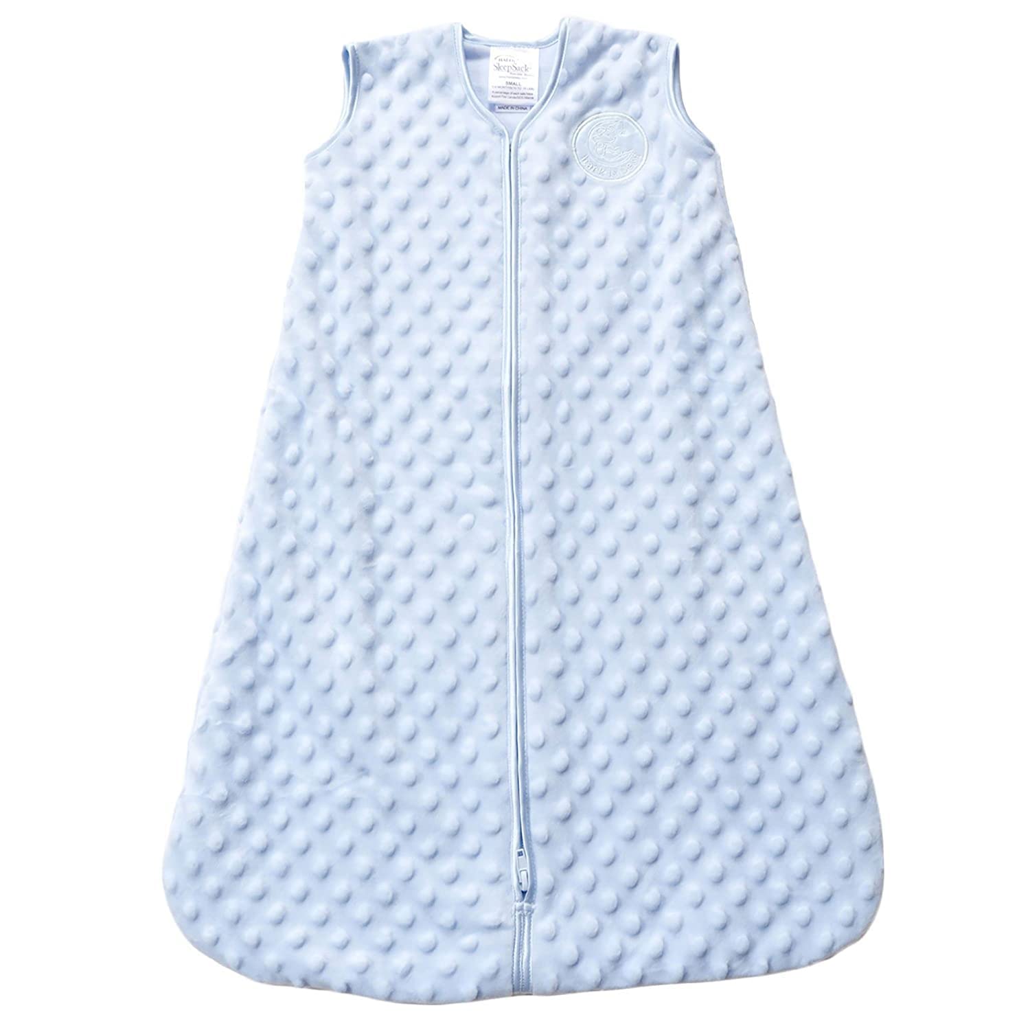 HALO Sleepsack Plush Dot Velboa Wearable Blanket, TOG 1.5, Blue, Medium