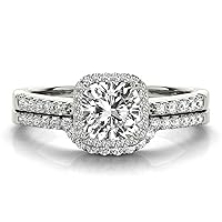 Cushion Cut Moissanite 2.50 Ct Bridal Set Engagement Ring Solid 14K White Gold/925 Sterling Silver Gift For Her
