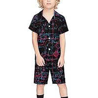 Scientific Formulas and Electronic Boy's Beach Suit Set Hawaiian Shirts and Shorts Short Sleeve 2 Piece Funny