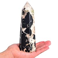 AMOYSTONE Large Healing Crystal Wand Obelisk 6 Faceted Reiki Tower Chakra Meditation Therapy Black Tourmaline 1.1-1.7 LBS
