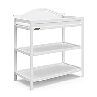 Graco Clara Changing Table (White) - GREENGUARD Gold Ceritifed, Includes Bonus Water-Resistant Changing Table Pad with Safety Strap, 2 Open Shelves