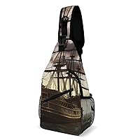 Chest Bag Sling Bag for Men Women Pirate Ship Sport Sling Backpack Lightweight Shoulder Bag for Travel