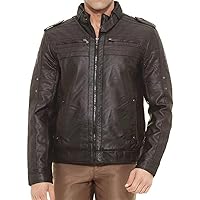 Men's Genuine Lambskin Leather Jacket Slim fit Moto Biker jacket LLML177