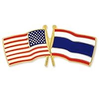 PinMart USA and World Crossed Friendship Flag Enamel Lapel Pin