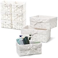 EZOWare Bundle Set of 9 Woven Paper Rope Wicker Storage Nest Baskets Organizer Container Bins with Liner for Nursery Kids Baby