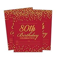 Red Birthday Invitation Card 28 Pcs Fill or Write In Blank Invites Printable Party Supplies 5 x 7 Inches