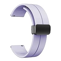 Magnetic Watch Band 16mm 18mm 19mm 20mm 22mm - Quick Release - Skin-Friendly Soft Silicone Sport Watch Band for Men Women, Magnetic Folding Clasp Silicone Strap