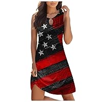 XJYIOEWT Summer Midi Dresses for Women 2024 Plus Size,Ladies Summer Independence Day Printed Beach Skirt Sleeveless Prin