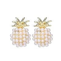 Pearl & Goldtone Geo Stud Earrings