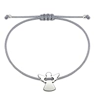 Selfmade Jewelry Armband Damen Schutzengel Silber Handgemachtes Makramee Armbändchen mit Engelchen Inkl. Geschenk - Verpackung