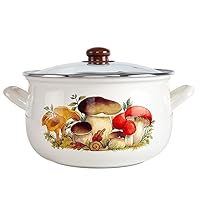 Enameled Aluminum Pot Mushrooms Belly Deep Casserole Cooking Pot with Glass Lid Cookware Soup Pot (2.2-qt. (2.1 L))