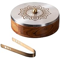 Casserole for roti | hot Box for Kitchen Wooden chapati Box for Kitchen |hot Pot roti Box with Stainless Steel Tong (9 inch Dia, Silver)