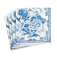 Entertaining with Caspari Cocktail Napkin, Blue and White, 20-Pack