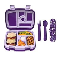Bentgo® Kids Prints 5-Compartment Bento-Style Kids Lunch Box Set with Reusable Plastic Utensils (Unicorn)