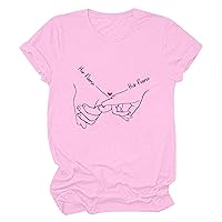 Women's Valentine's Day Short Sleeve T Shirt Hand Sign Language Heart T-Shirts Funny Graphic Tee for Her