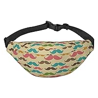 Belt Bag Fanny Pack Waist Bag with Adjustable Strap for Travel Walking Running Hiking Cycling,Mustaches