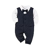 Newborn Baby Boy Clothes Gentleman Outfits Long Sleeve Romper Bowtie Tuxedo Suit